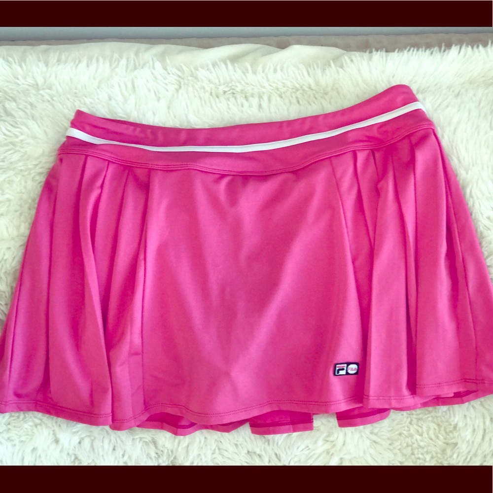 Pink pleated FILA tennis skort
